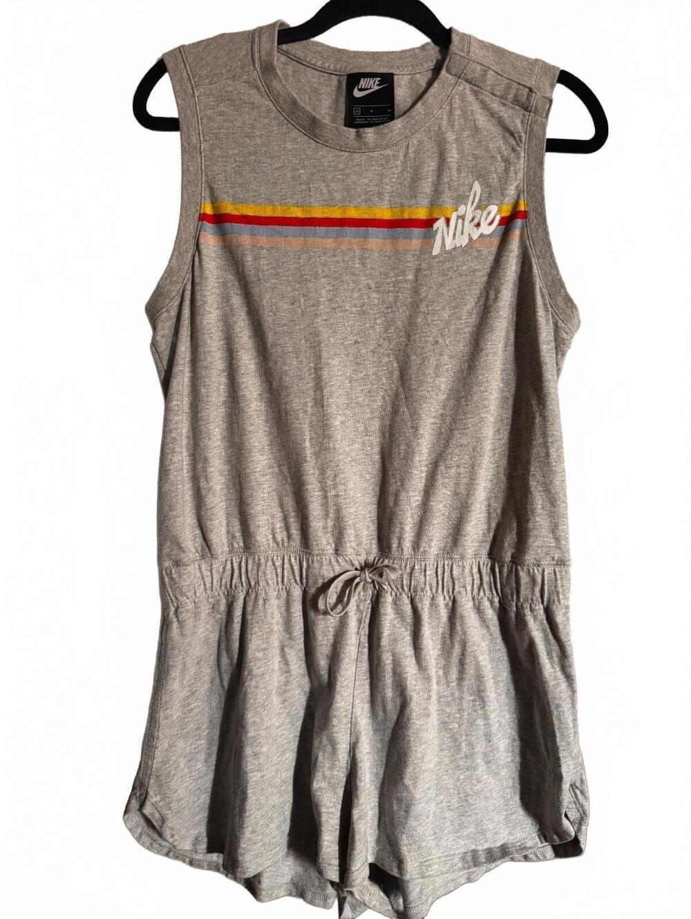 Nike Cotton Romper | Gray Snap-Shoulder | Tie Waist | M